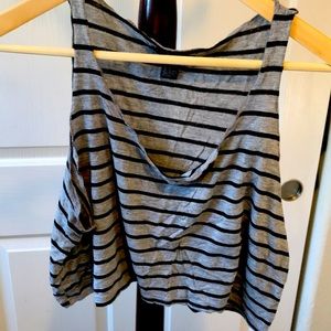 Gray and black striped crop top tank